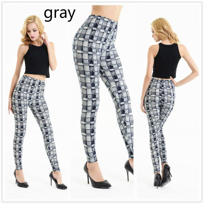 Damen-Leggings, modisch, bedruckt, gestreift, kariert, für Damen, schmale Hosen