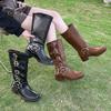 Fashion 2025 New Women Boots Casual Luxury Designer Western Mid Calf Boots Women Platform Combat Buckle Vintage Fashion Shoes Woman
