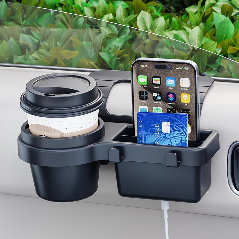 Suporte de Copo para Carro 4 em 1 Suporte para Telefone Montagem Bandeja Bolso Barril de Armazenamento Lateral Janela Porta Acessórios Interiores Automotivos Rack de Armazenamento Suspenso