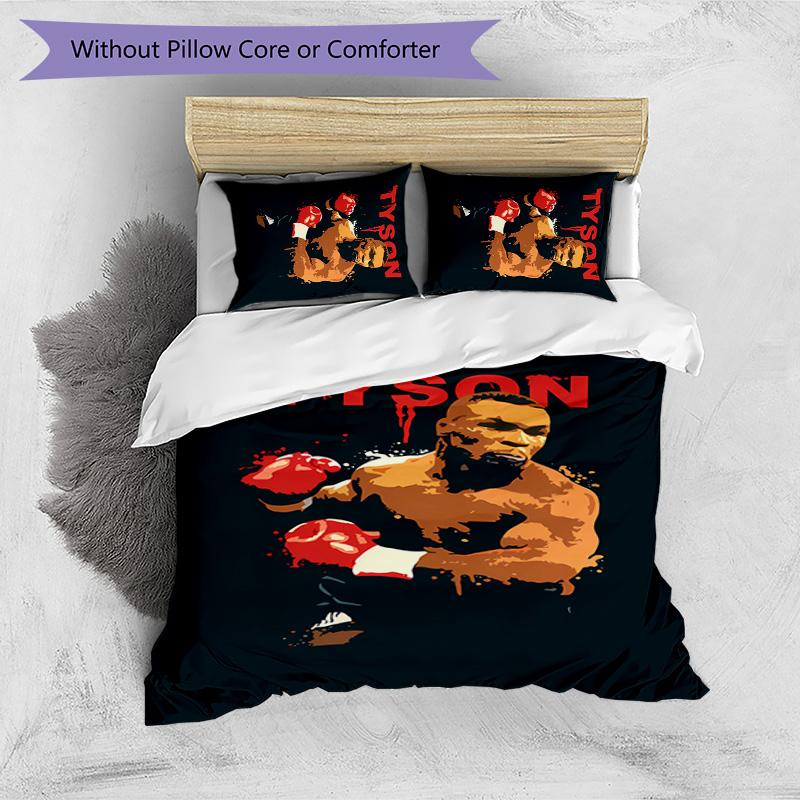 Mike Tyson Aufdruck 3-teiliges Bettwäsche-Set Weiche Atmungsaktive Bettbezug Kissenbezüge Set Waschbar Schlafzimmer Dekoration Heimgeschenk