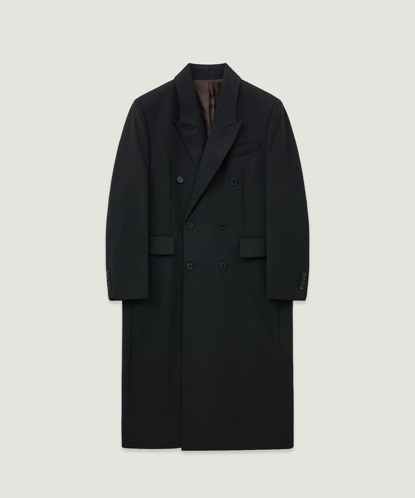 Lmood Sapphire Wool Gabardine Double Coat Black