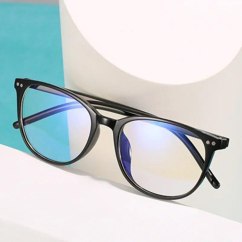 Trendige Blaulichtfilter Herren Retro Brille Brille Damen Ultraleicht Rund Transparent Modebrille Studenten