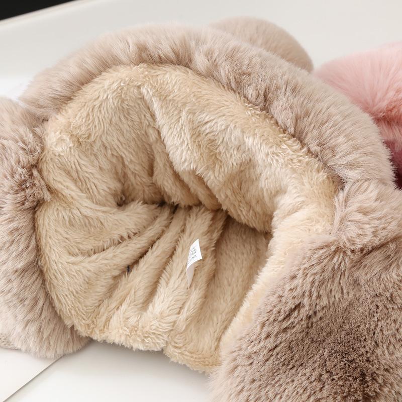 Women's Winter Hat Thicken Skiing Plush Weave Warm Solid High Quality Cute Earflap Hats EMA