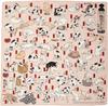 Musubi Furoshiki (Csomagolószövet) kb. 48cm, Sumida folyó, 53 Macskaszerető, Rózsaszín, Japánban készült, 20720-114
