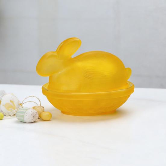 Glas Kaninchen Süßigkeitenschale Osterhase Keksdose mit Deckel Dekorative Süßigkeitenschale für Snacks Party Leckereien Zuhause Frühling Tischdekoration