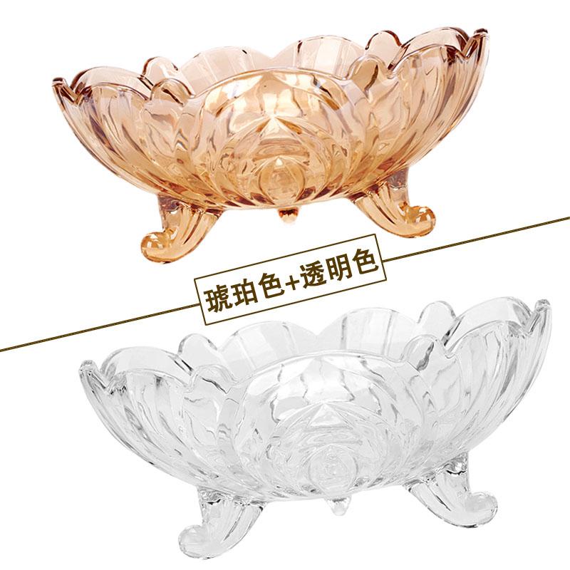 Modern Creative Crystal Glass Fruit Plate for Home Candy Dry Fruit Salad Bowl, Living Room Coffee Table Decoration Storage