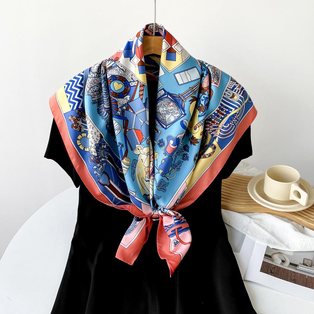 Silk Scarf Imitation Silk Scarf Retro High-end Scarf Tied Hair Light Breathable Soft Shawl Scarf
