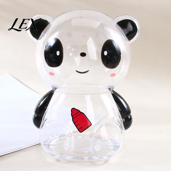 Money Management Box Clear Panda Piggy Bank for Kids, Plastic Cash Coin Bank, Kids Saving Jar Decoration, Christmas Birthday Girls Boys