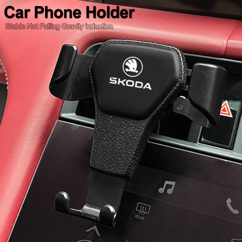 YSAG7 Držák na mobilní telefon do mřížky ventilace Gravitační senzor Držák do auta Riangle Gravity pro Škoda Octavia Rapid Kodiaq Karoq Superb Fabia Kamiq