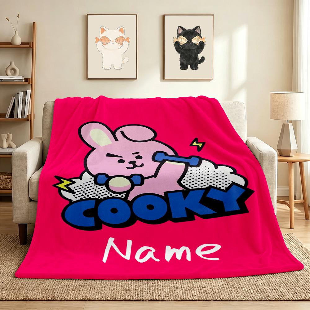 Custom Name Kawaii Friends Flannel Blanket Throw Blanket Soft Warm Sofa Bed Home Decor Unique Gift