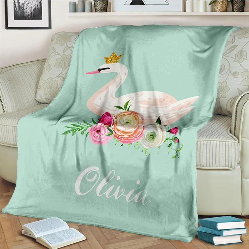 Couverture Cygne Princesse Dessin Animé Mignon 3D Cygne, Couverture Jetée Douce pour Maison Chambre à Coucher Lit Canapé Pique-nique Voyage Bureau Couverture Enfant