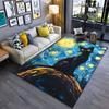 Cat Under Starry Night Carpet Yoga Living Room Room Decor Children's Crawling Mat Doormat Area Rug Games Mat