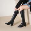 Autumn Winter Women Plus Size Boots Zipper Thick High Heels Simple Thick High Heels Boots Knee High Boots Oversized Knight Boots for Women