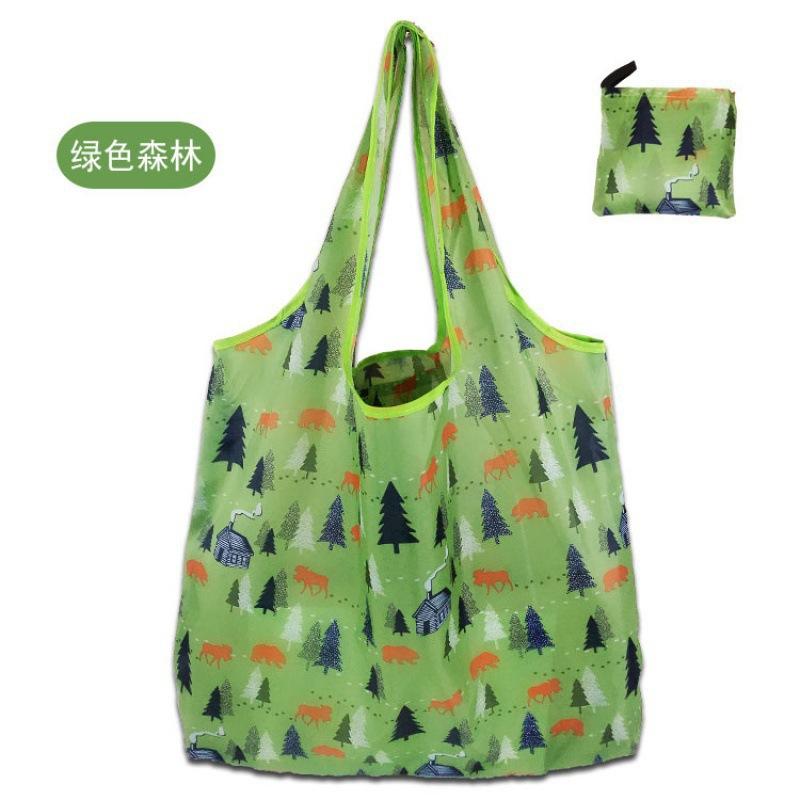 Women's Foldable Shopping Bag, Lightweight Nylon Waterproof Reusable Tote Bag, Portable Shoulder Handbag for Grocery Shopping