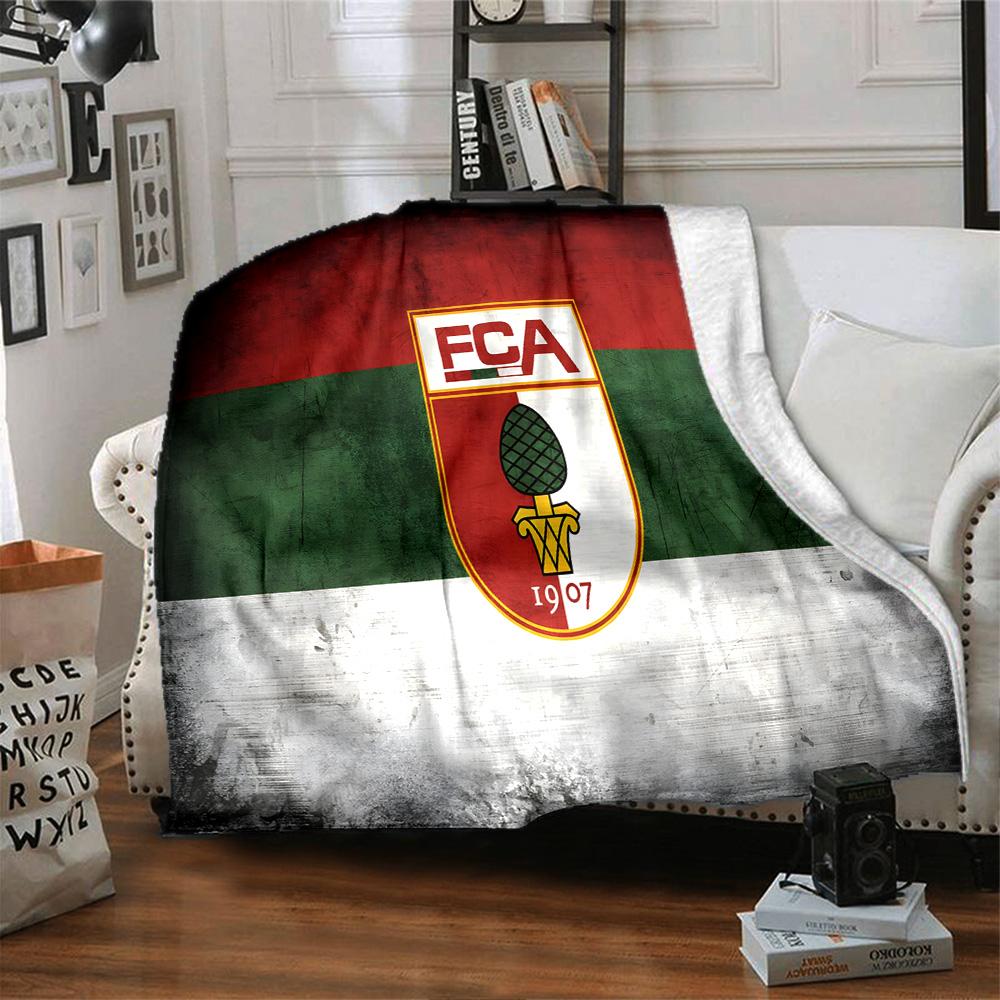 Augs-burg Football Crest Flannel Blanket, Soft Polyester, Modern Design, All-Season for Camping, Travel, Gifts for Holidays or Birthdays