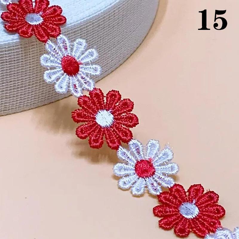 25mm Daisy Flower Lace Trim Colorful Embroidered Ribbon For DIY Crafts Sewing Supplies Knitting Wedding Handmade Patchwork