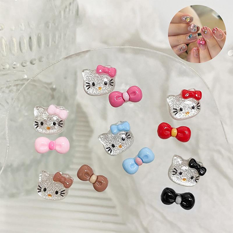 60/90/120 Stück Harz Schleife Nailart Zubehör Kawaii Mädchen Anime Cartoon Nägel Montage DIY Beauty Maniküre Dekor