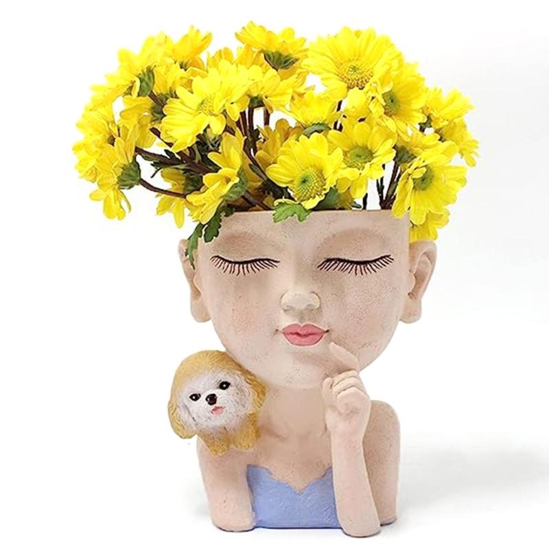 Portrait Gypsum Silicone Mold Diy Succulents Concrete Flower Pot Vase Plaster Cement Mold Clay Mold Candle Holder Mold