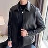 Motorcycle Leather Jacket Men's Loose Faux Leather Jacket Casual Lapel Pilot Jacket