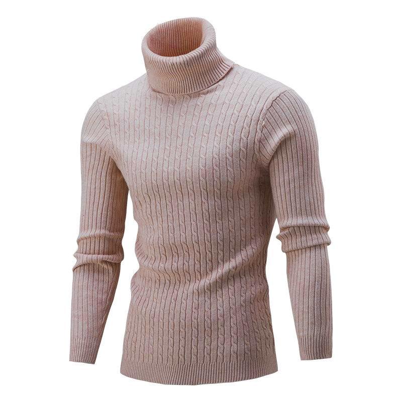 Men's Casual Slim Turtleneck Sweater Warm Long Sleeve Tops Knitwear Plus Size Warm SlimBase Suit Keep Warm Clothes Long Top