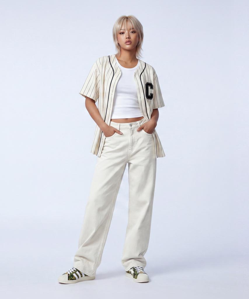 Santokalle Washed Wide Cotton Pants (Cream)