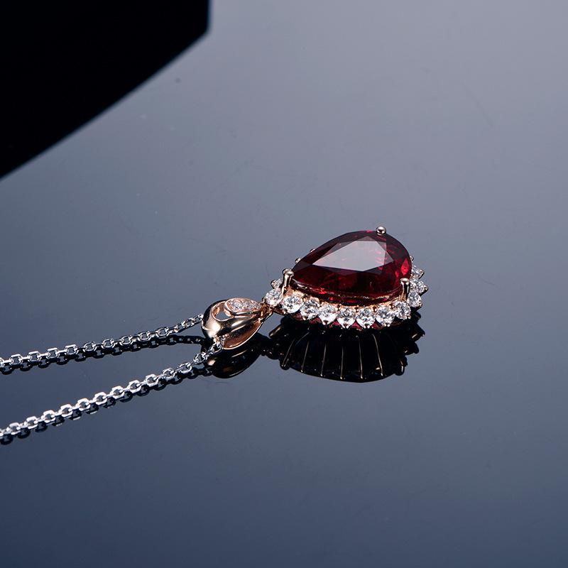 BELLA BOX Hot-selling Red Water Shaped Gorgeous Personalized Clavicle Chain Simple Crystal Necklace Charm Wedding Engagement Fine Jewelry New Trendy