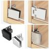 Zinc Alloy Glass Door Hinge Self-closing Side Mounted Frameless Clamp Furniture Accessories No Drilling Cabinet Door Hinge