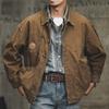 Men's Vintage Brown Retro Workwear Jacket - Loose Casual Autumn Style