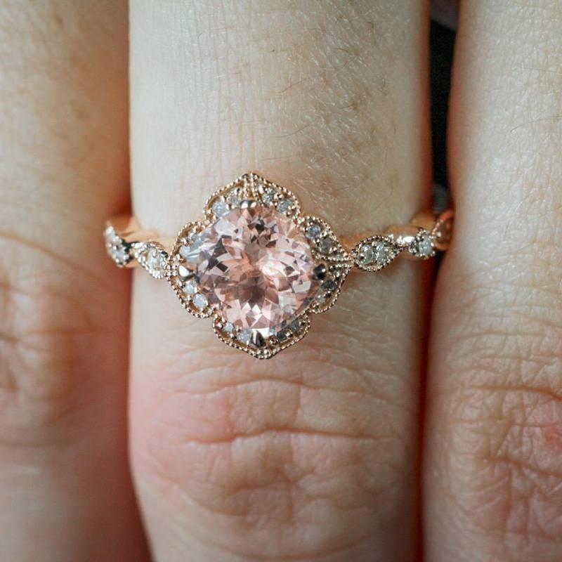 Eleganter Verlobungsring für Damen mit Zirkonia im Prinzessschliff, 18 Karat Roségoldplattiert, in den Größen 6-10