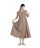 MINOTECH French Sleeve Flare Size 053 [Nano Universe] (R) V-Neck Dress, Women's, M, Mocha, 669-6119313