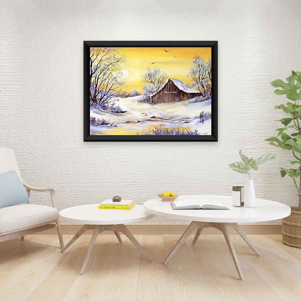 DIY Landscape 5D Diamond Painting Full Round Drill Snow Scenic Diamond Embroidery Cross Stitch Mosaic Kits Wall Art Home Decor