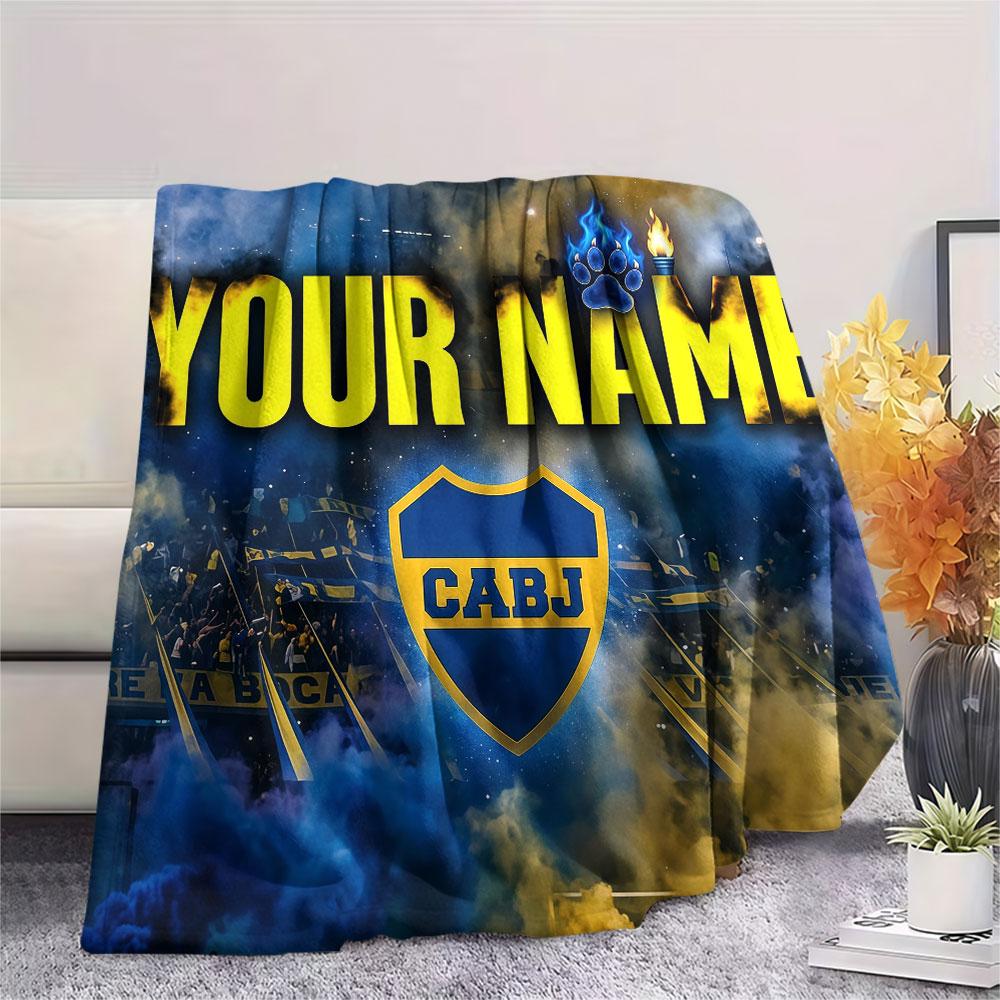 Custom Name,Boca Juniors Printed Flannel Blanket, Soft Throw for Bedroom Sofa, Washable, Christmas Present, Great Gift.