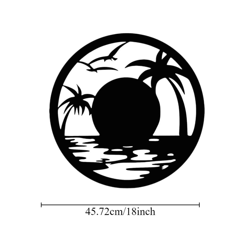 Sunset Beach Scene Wall Decoration – Metal Art with Decorative Iron Silhouette, Elegant Wall Plaques and Stickers for Home Deco