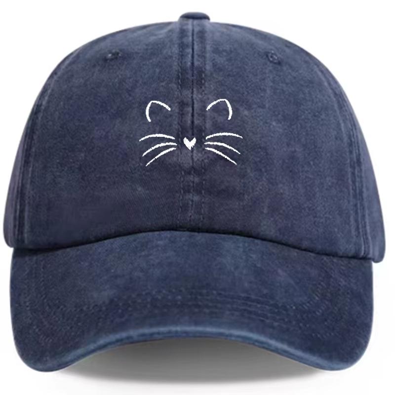 Cat Baseball Cap for Unisex & Women Lightweight Sun Protection Hat with Curved Brim Casual Outdoor Hat in Black