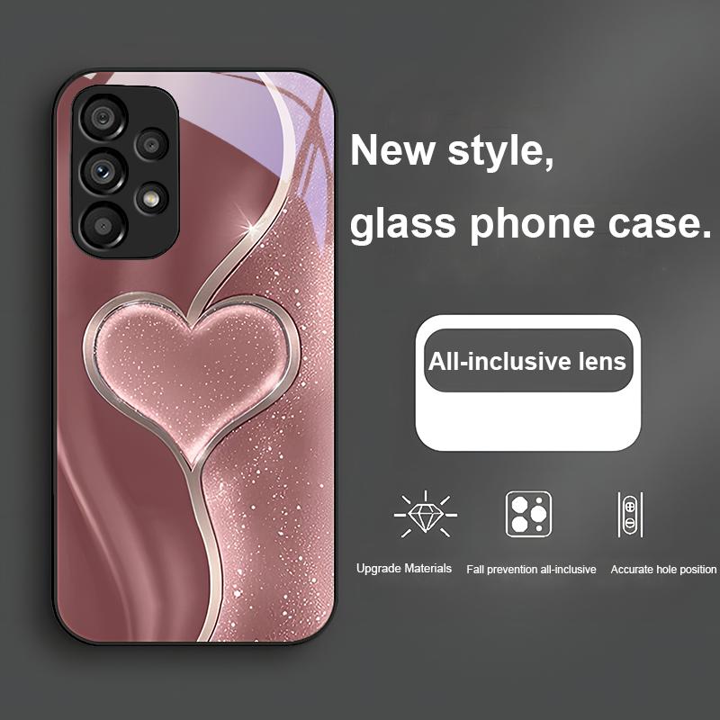 Gradient Green Love Silvery For Samsung Galaxy Note 10 Plus S20 21 FE S23 Ultra S8 9 A70 72 73 50 51 52 53 Glass Phone Case