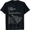 F-14 Tomcat F14 Avión Avión Plano Esquemático Camiseta para Hombre Camiseta Unisex Oversize Algodón Camiseta de Fitness Camisetas Gráficas