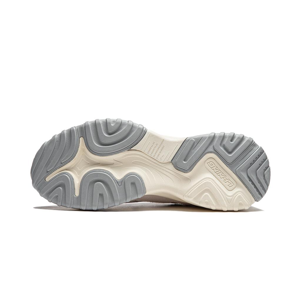Li Ning Original Aspiration Cushioning Slip Resistant Abrasion Resistant Low Top Casual Shoes Men's Gray White AGCU191-1