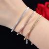 Zircons Adjustable Bracelet Bangle for Women Captivate Bar Slider Brilliant CZ Rose Gold Color Jewelry Pulseira
