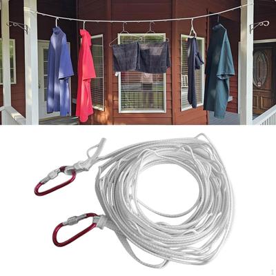 Windproof Clothesline Drying Rope AntiSlip Nylon Washing Line with Double Hooks for Traveling