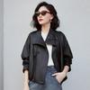 Women's Cropped Washed Leather-Look Jacket