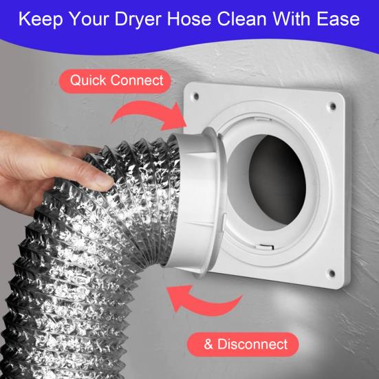 Dryer Vent Wall Plate with Flexible Hose Wide Application Universal Simple Installation Twist Lock Dryer