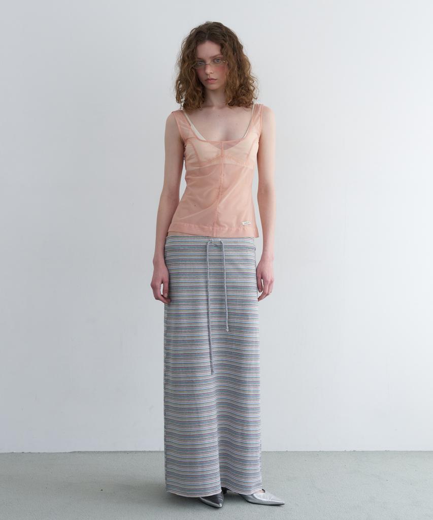 Obeodyupeulleeo Vintage Stripe Maxi Skirt_Grey