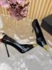 High Version Sandals 2025 New Square Head Sandals Women's Metal Head Single Shoes Women's Black Patent Leather High Heels Women's