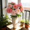 Real Touch Artificial Peony Flower Faux Silk Peony with Long Stem for Valentine's Day Floral Arrangement Wedding Party Home Kitchen Vase Decor