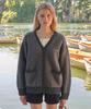 Sseomweeobeoteo Rima Boucle V-Neck Cardigan - Charcoal