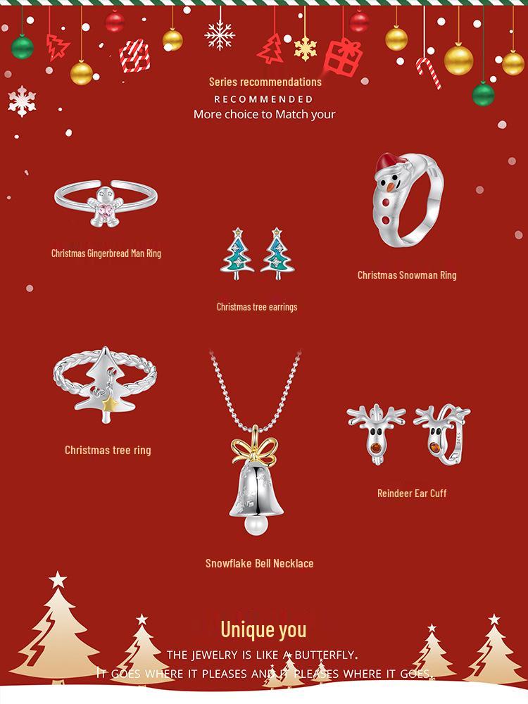 Bishar Christmas Tree Open Ring: S925 Sterling Silver, Adjustable Holiday Jewelry for Women.