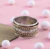 Hammered Spinner Ring, Mixed Metal Spinner Ring, Meditation Spinning Ring, 925 Sterling Silver Fidget Ring, Party Wear Gift, Birthday Gift,