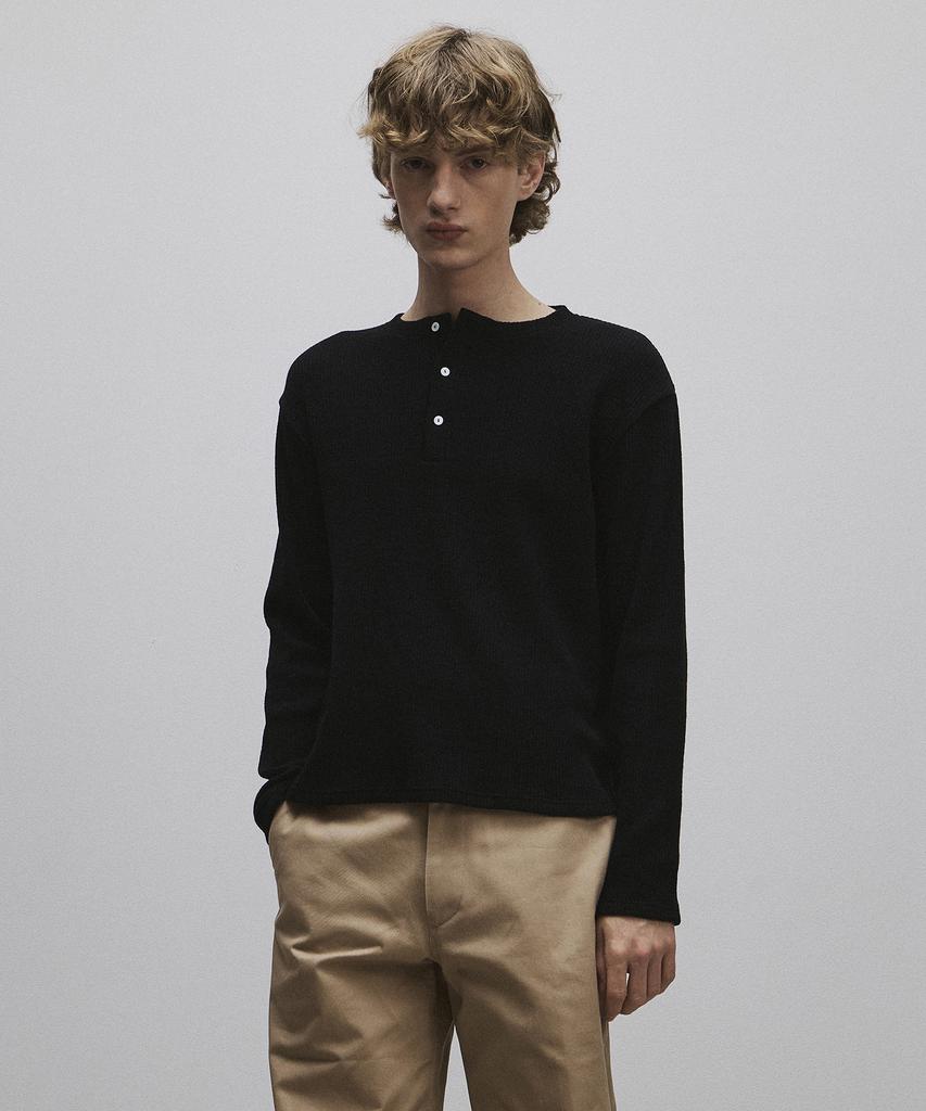 Lollingseutyudio Wool Henley Long Sleeve Black