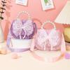Korean Style Girls' Crossbody Bag with Bowknot, Pearl Details, and Sequin Crystal Patch