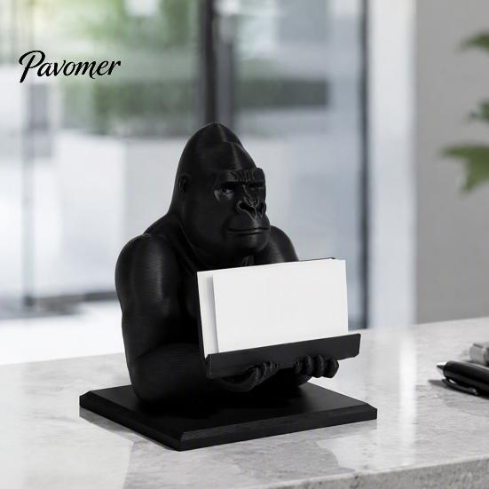 Schreibtisch-Organizer für das Büro 3D-gedruckter Gorilla-Visitenkartenhalter, Handy-Ständer, Cooler Schreibtischhalter-Figur, Heimdekoration, Geschenk für Kollegen, Dekorativ